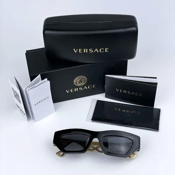 NEW Versace VE4432U 90s Vintage Logo GB1/87 Black Gold Frame  display picture 3